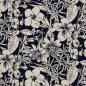Preview: Baumwoll Stretch-Satin Bloom - cremeweiße Blüten auf Dunkelblau